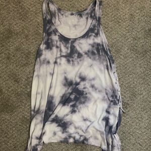 Tie dyed tank top with tie strap side details